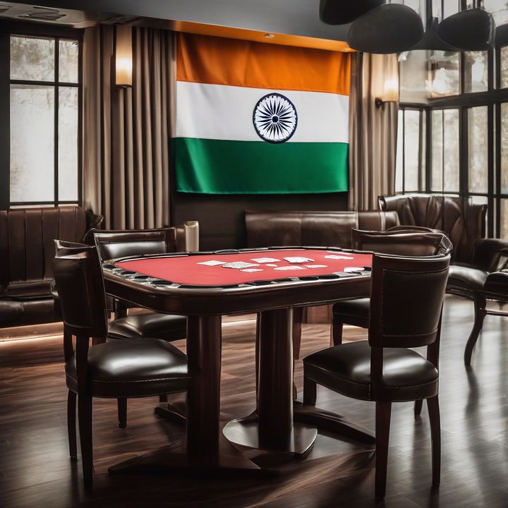 Flutter logo on a closed Indian website homepage, poker cards scattered nearby.