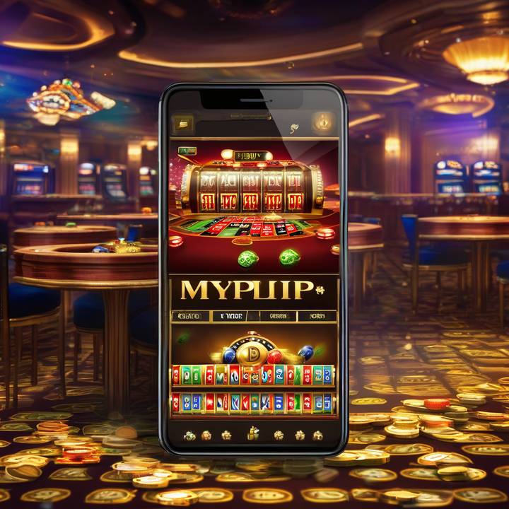 Person playing myVIP Casino Apps on a mobile device.