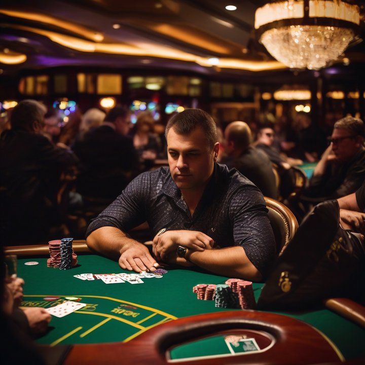 Poker player holding two championship trophies and smiling.