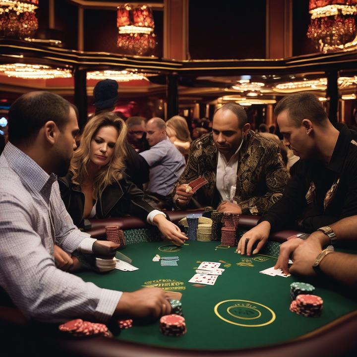 Poker players competing at the World Series of Poker online tournament.