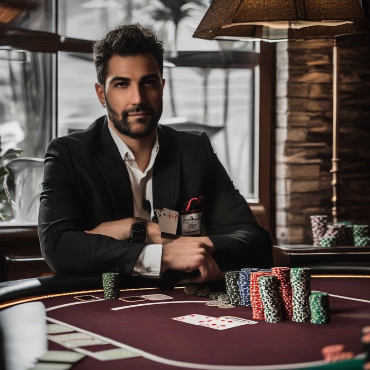 Online poker player sitting at a computer, looking concerned.