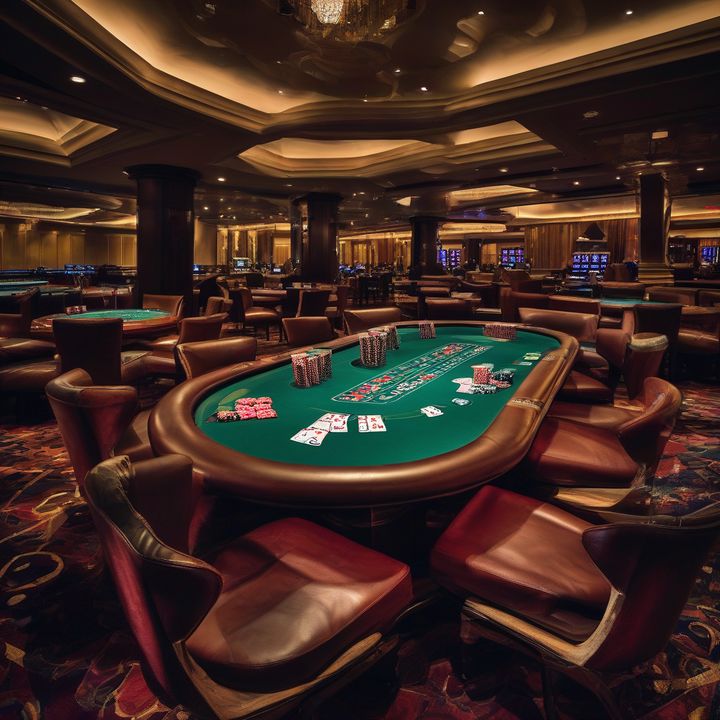Person playing poker with cards and chips on table.
